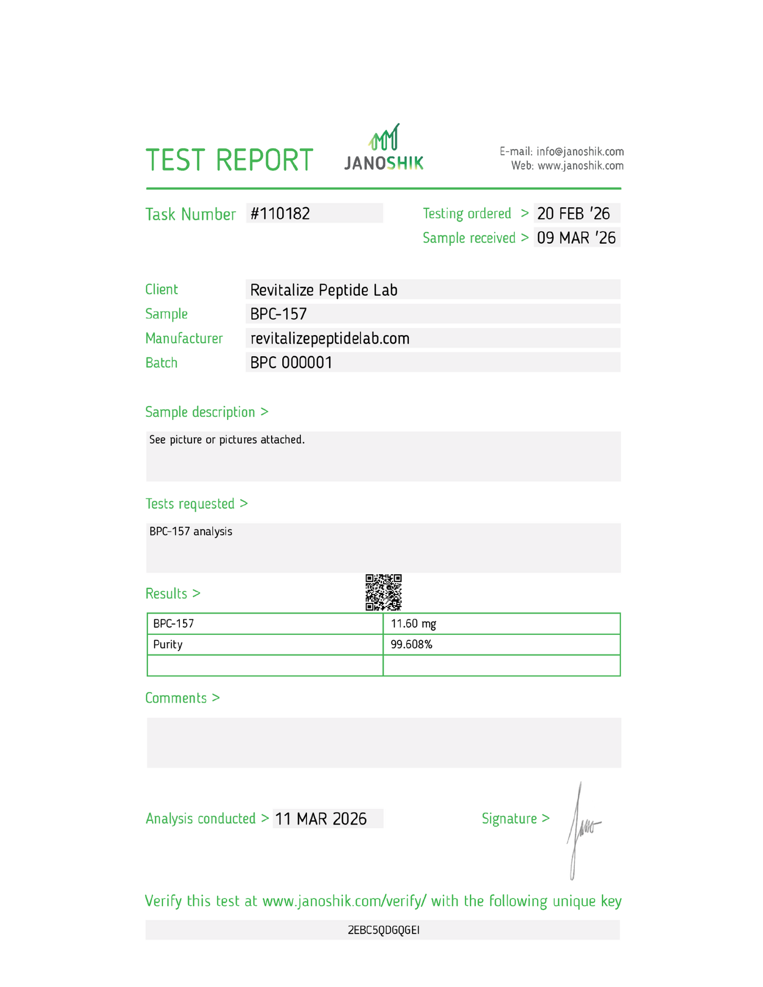 BPC-157 COA